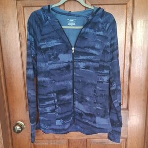 tek gear Women's Navy Blue Patterned Zip Hoodie